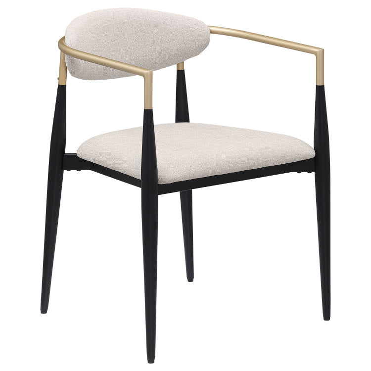 Mistra Beige Fabric Upholstered Dining Arm Chair Set Of 2