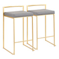 Contemporary Counter Stool In Gold With Grey Faux Leather Set Of 2
