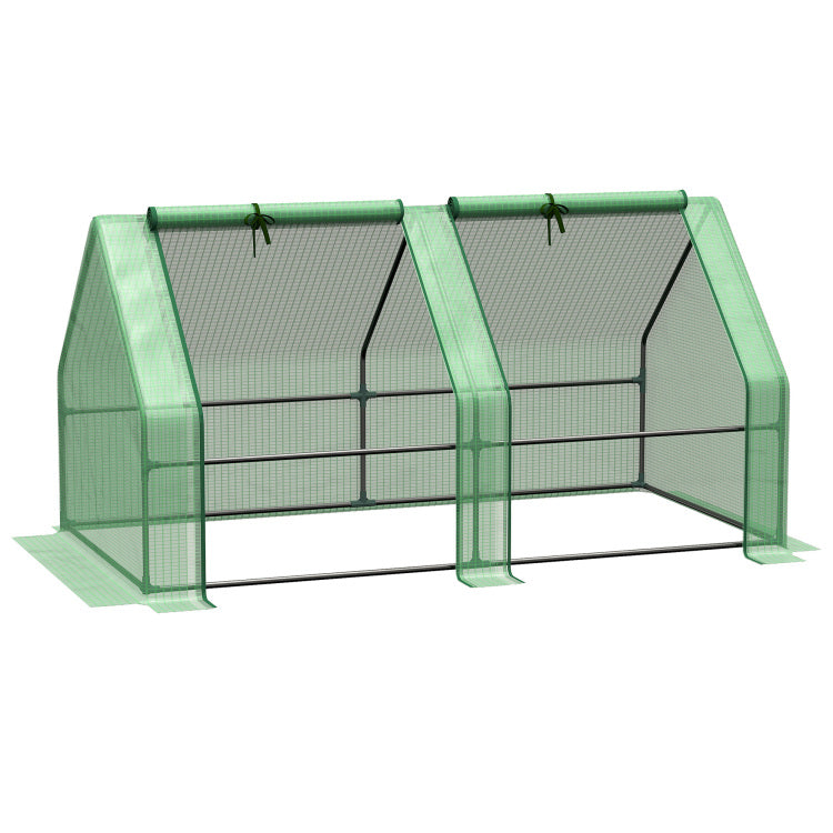 Outsunny 6' X 3' X 3' Portable Mini Greenhouse Outdoor Garden With Large Zipper Doors And Water Uv Pe Cover, Green