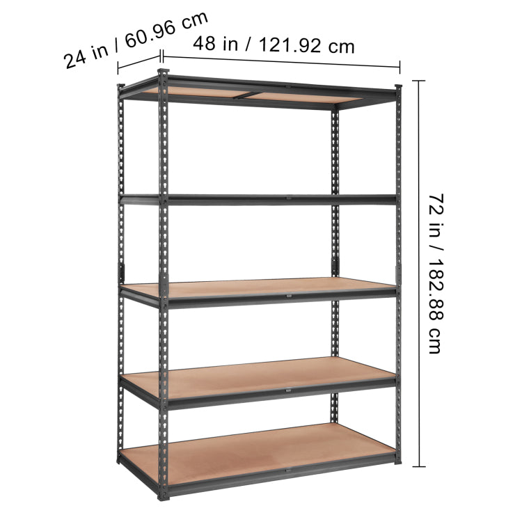 Storage Shelving Unit, 5 Tier Adjustable, 2000 Lbs Capacity, Heavy Duty Garage Shelves Metal Organizer Utility Rack, Black, 48" L X 24" W X 72" H For Kitchen Pantry Basement Bathroom Laundry