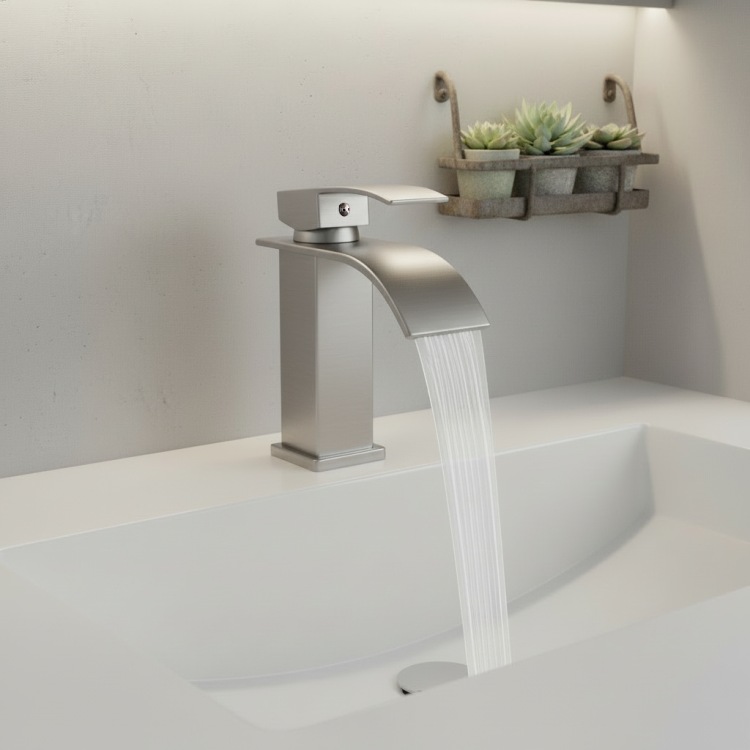 Single Handle Bathroom Faucet Lavatory Faucet Stainless Steel Single Hole Tp, Brushed Nickel