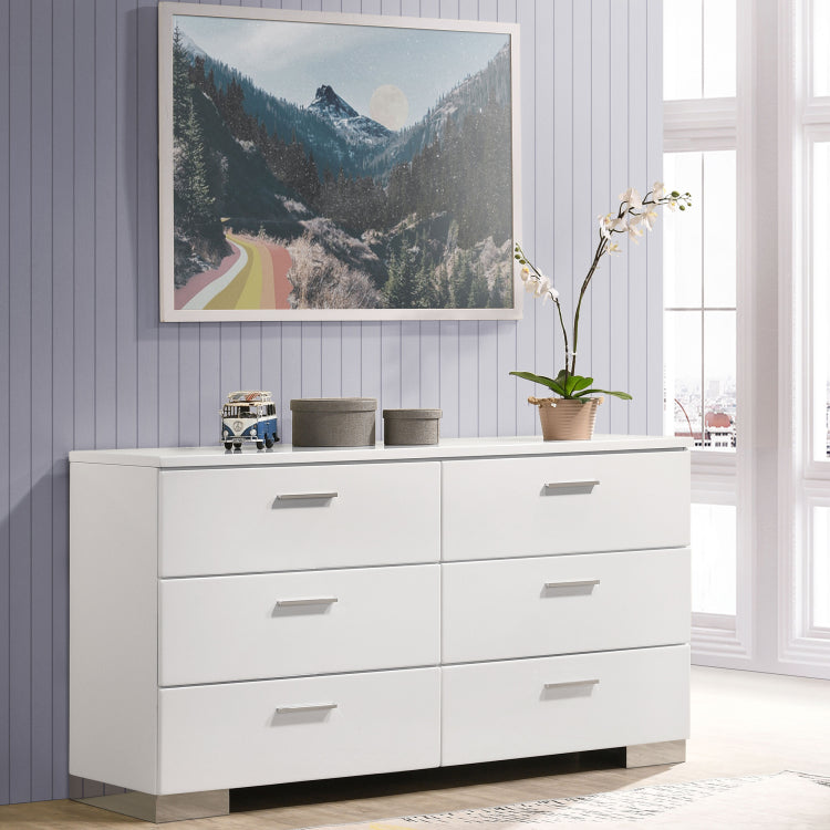 Dulcey White High Gloss 6 Drawer Dresser