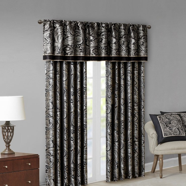 Jacquard Window Valance Black 50X18"