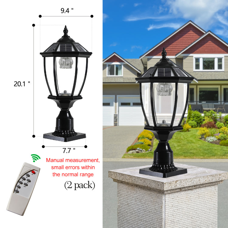 20" H Black Solar Powered Led Outdoor Lantern, Vintage Garden Light With Elegant Glass Design For Pathways, Yards, And Patios 1 Pack