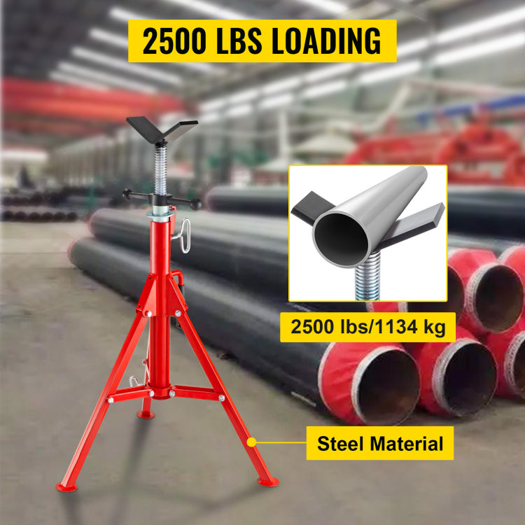 V Head Pipe Stand Adjustable Height 28 52 Inch, Pipe Jack Stands 2500 Lb. Capacity,Folding Portable Pipe Stands 1 2 To 12 Inch Pipe Supporting,Steel Jack Stands