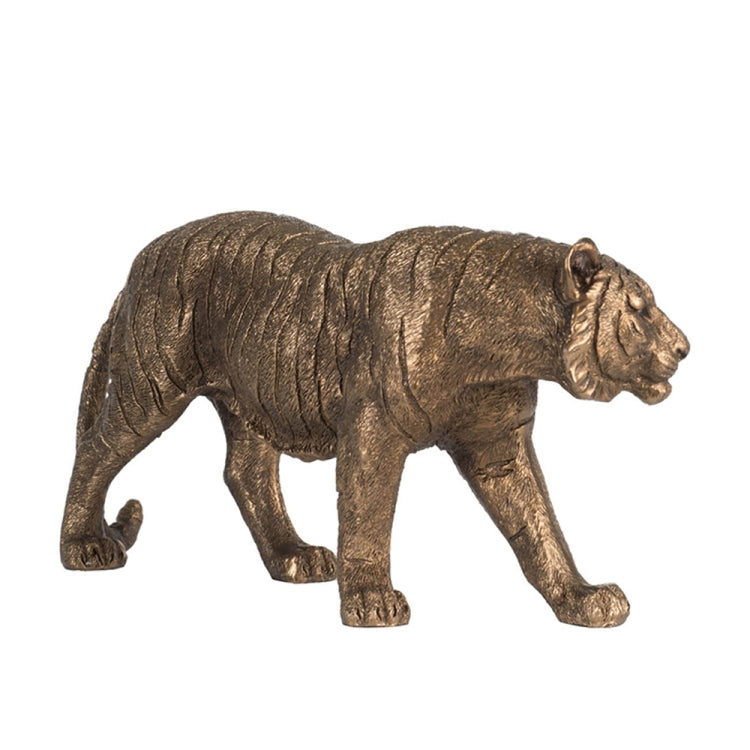 11.5X3.5X5.5" Tiger Statue Decor, Gleaming Coppery Finish