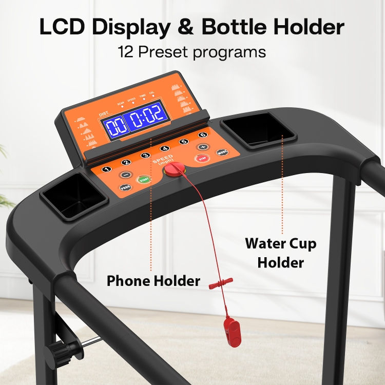 Walking Treadmills For Home, Extended Handrails For Recovery Fitness, Portable Foldable Treadmill For Seniors With Optional App Control, 300 Lbs Capacity
