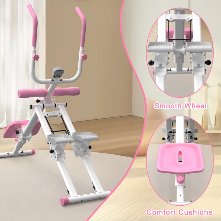 Multifunctional 2 In 1 Stair Stepper And Ab Workout Machine Pink
