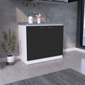 Freestanding Sink, Double Door Cabinet, Two Shelves, White Black