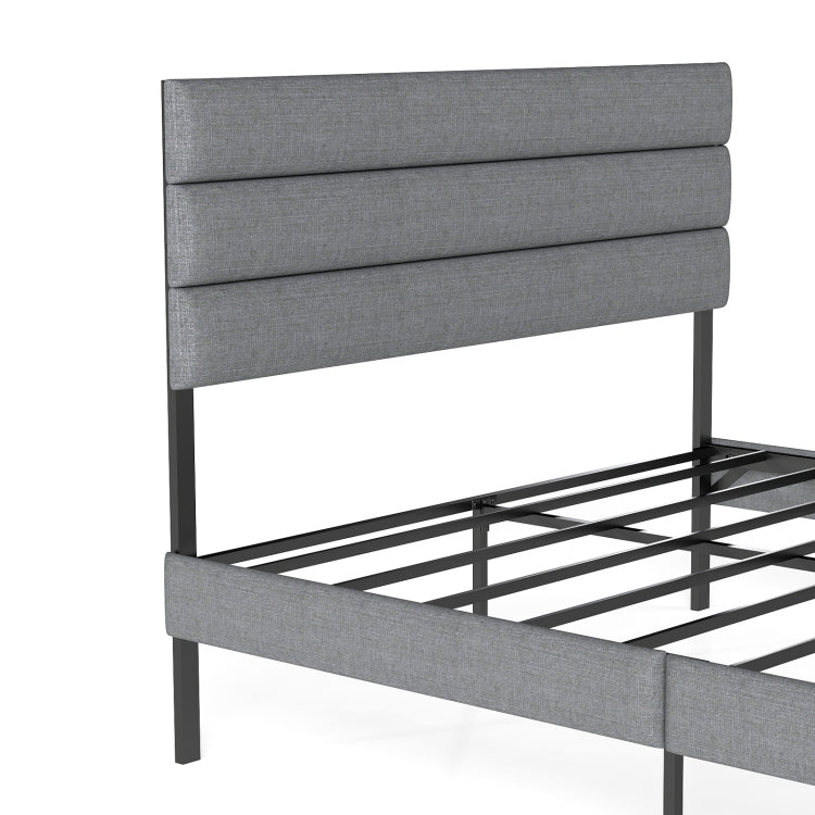 Queen Size Upholstered Platform Bed Frame With Headboard, No Box Spring Needed, 14'' Underbed Storage
