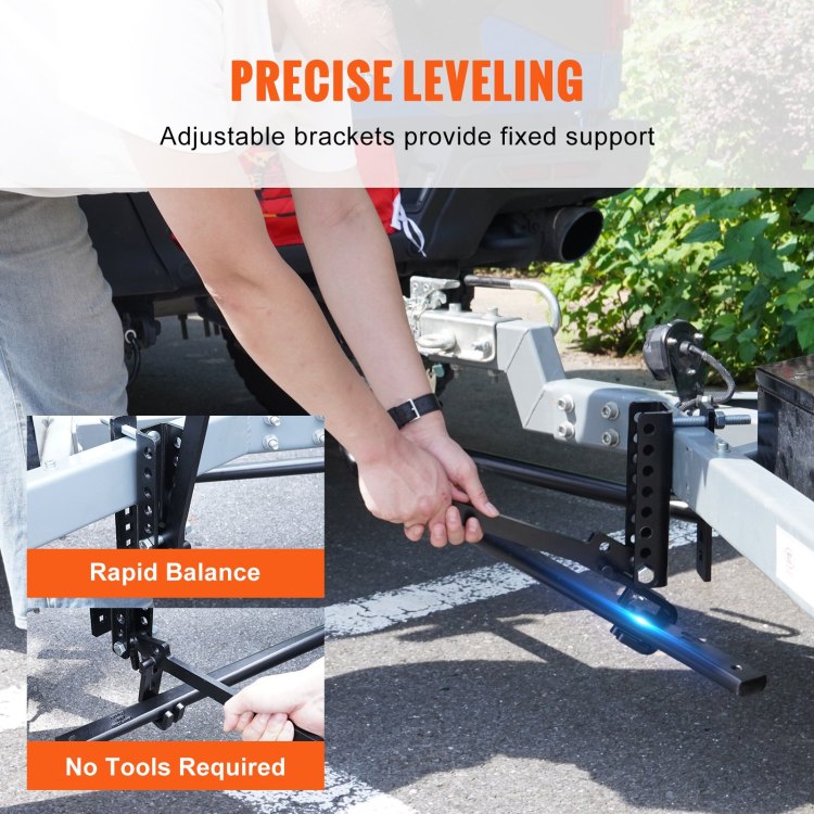 Weight Distribution Hitch, 1,500 Lbs Weight Distributing Hitches Kit With Sway Control For Trailer, 2 In Solid Steel Shank, 2 5 16 In Alloy Steel Ball, Powder Coated Load Leveling Hitch, Black