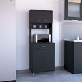 Della 60 Kitchen Pantry With Countertop, Closed & Open Storage Black