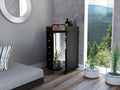 Dukat Bar Cart,Two Shelves, Six Built In Wine Rack, Four Casters Black