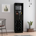 Classic Bar Cabinet, Two Drawers, Twelve Built In Wine Rack Black
