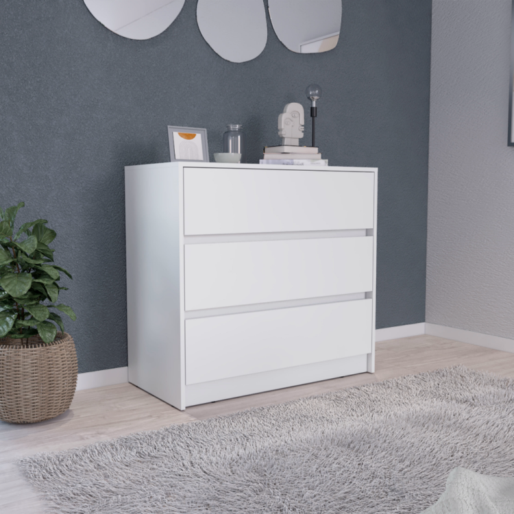 Austin Three Drawer Dresser, Pull Out Mechanism White