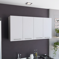 Wall Cabinet 24" H, Four Doors, With Two Internal Shelves And Internal Plate And Glass Organizer, White