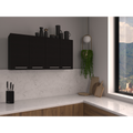 Wall Cabinet 24" H, Four Doors, With Two Internal Shelves And Internal Plate And Glass Organizer, Black
