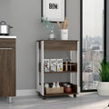 Verona Kitchen Cart, Three Shelves, Four Casters White Dark Walnut