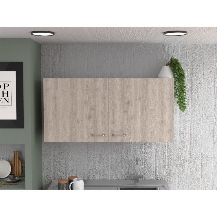 Napoles Wall Cabinet, Two Shelves, Double Door White Light Gray
