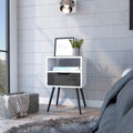 Otom Nightstand , Superior Top, One Open Shelf, One Drawer, Four Legs Smokey Oak White