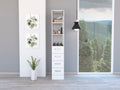 Vanguard Linen Cabinet, Three Shelves, Four Drawers White
