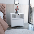 Austin Nightstand , End Table, Side Table Casters, Single Drawer White