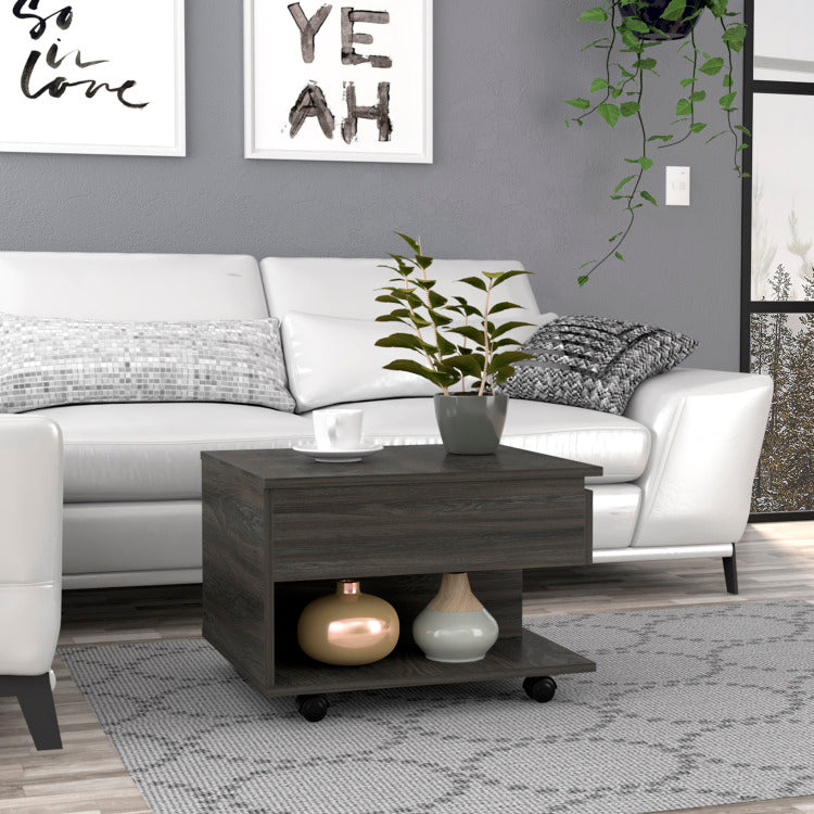 Luanda Lift Top Coffee Table, Casters, One Shelf Espresso