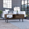 Oslo Coffee Table, One Drawer, One Open Shelf, Four Legs Dark Walnut