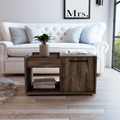 Coffee Table, One Open Shelf, Single Door Cabinet, Dark Walnut