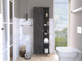 Urano Mirror Linen Cabinet, Four Interior Shelves, Five External Shelves Smokey Oak