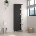 Urano Mirror Linen Cabinet, Four Interior Shelves, Five External Shelves Black