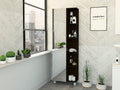 Urano Mirror Linen Cabinet, Four Interior Shelves, Five External Shelves Black
