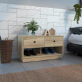 Hamilton Storage Bench, Two Open Shelves, Two Drawers Light Oak