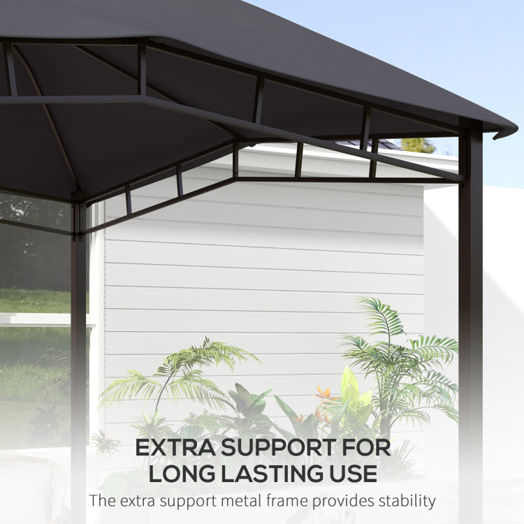 Outsunny 10' X 10' Soft Top Patio Gazebo Outdoor Canopy With Unique Geometric Design Roof, All Weather Steel Frame, Gray