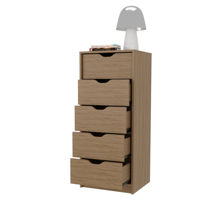 Olijato 5 Drawer Dresser For Nurseries And Bedrooms Modern Space Saving Storage, Natural Oak
