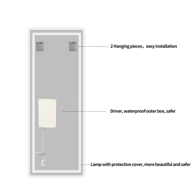 Full Length Mirror Lighted Vanity Body Mirror Led Mirror Wall Mounted Mirror Big Size Rounded Corners, Bedroom,Living Room,Dressing Room Hotel