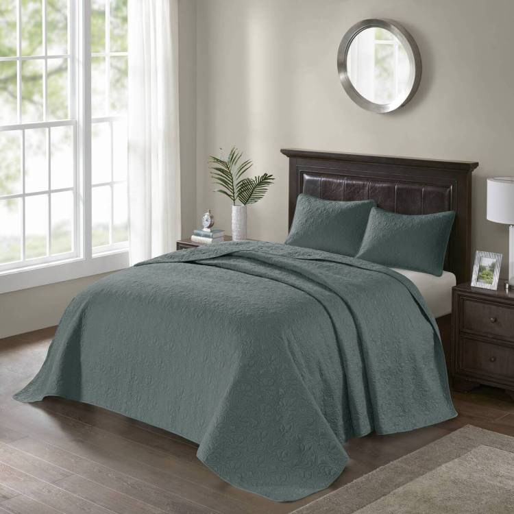 3 Piece Reversible Bedspread Set Balsam Green Queen