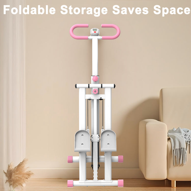 Stair Stepper With Resistance Home Upgrade Vertical Climber Workout Machine For Full Body Exercise Climber Fitness Equipment With Stable Frame Adjustable Handlebar Pink