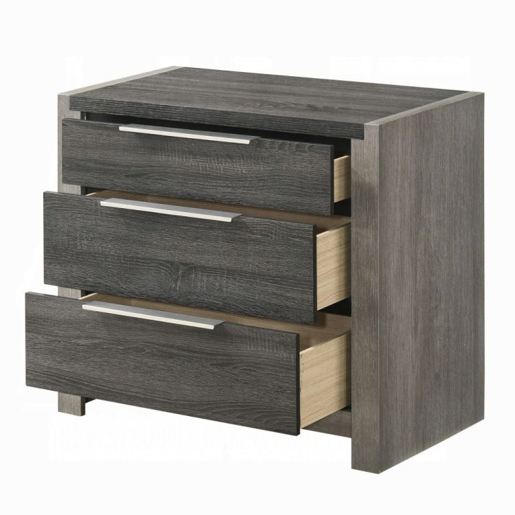 Contemporary Gray Finish 3 Drawers Nightstand Wooden 1Pc Bedroom Furniture Bedside Table