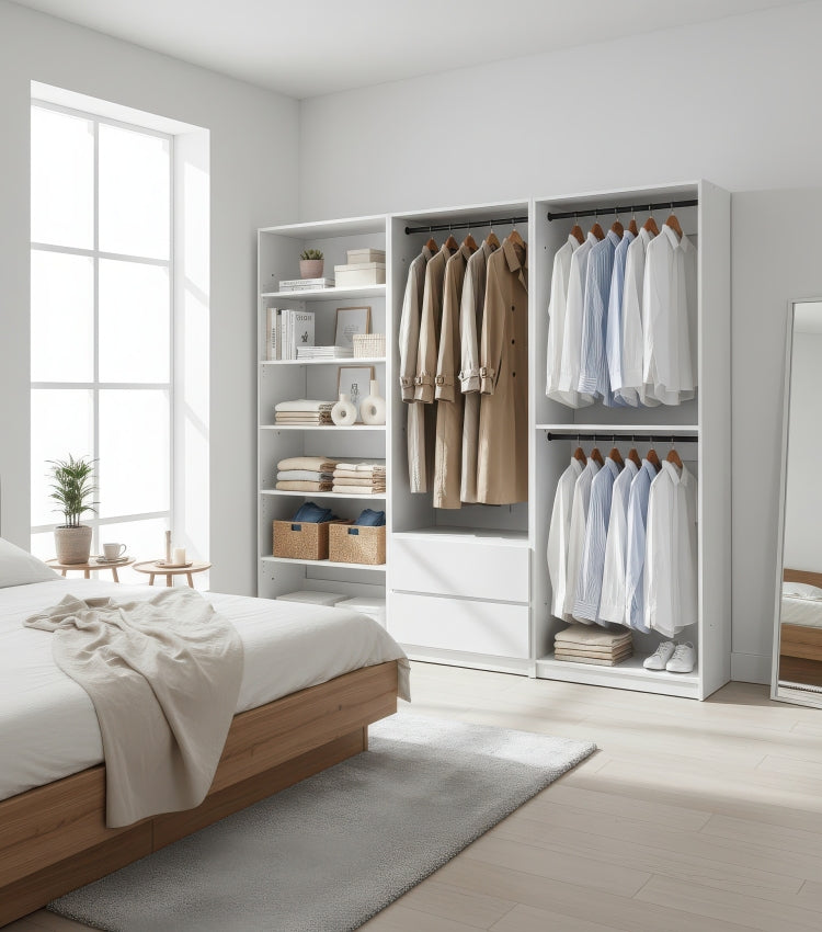 Prosper White Freestanding Walk In Wood Closet System