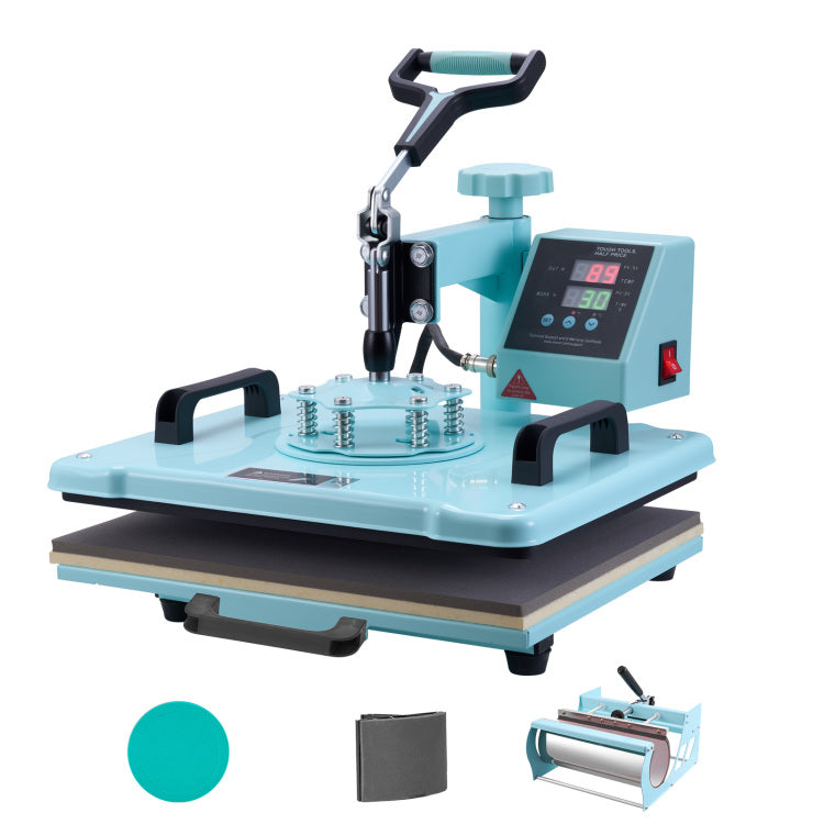 Heat Press Machine 12X15 In 5 In 1 With 30Oz Tumbler Press T Shirts Mint Green
