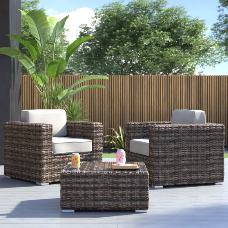 Fully Assembled 2 Person Rattan Wicker Seating Set With Cushions