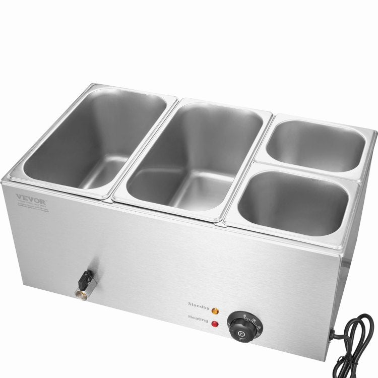 Commercial Electric Food Warmer 4 Pan Countertop Buffet 16.4Qt Bain Marie
