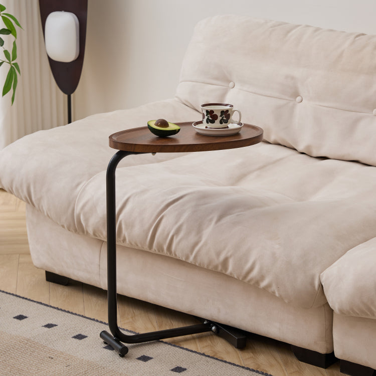 2 Pieces Brown C Shaped Side Table, Small Sofa Table For Small Spaces, Living Room, Bedroom