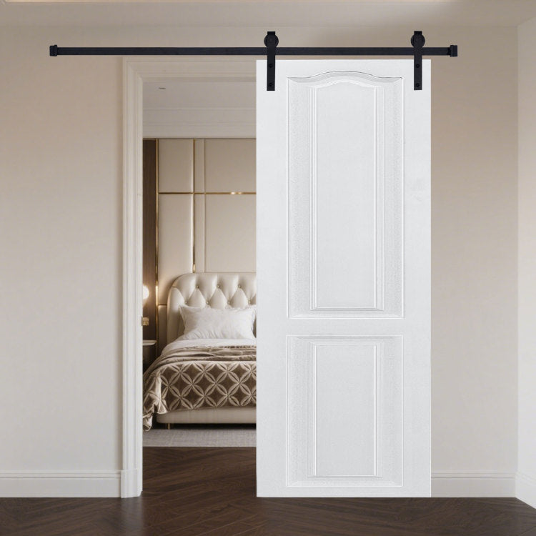 Cnc Crafted Modern Door 3 4" Thick 36 In. X 84 In. Mdf White Barn Sliding Door With Hardware Kit