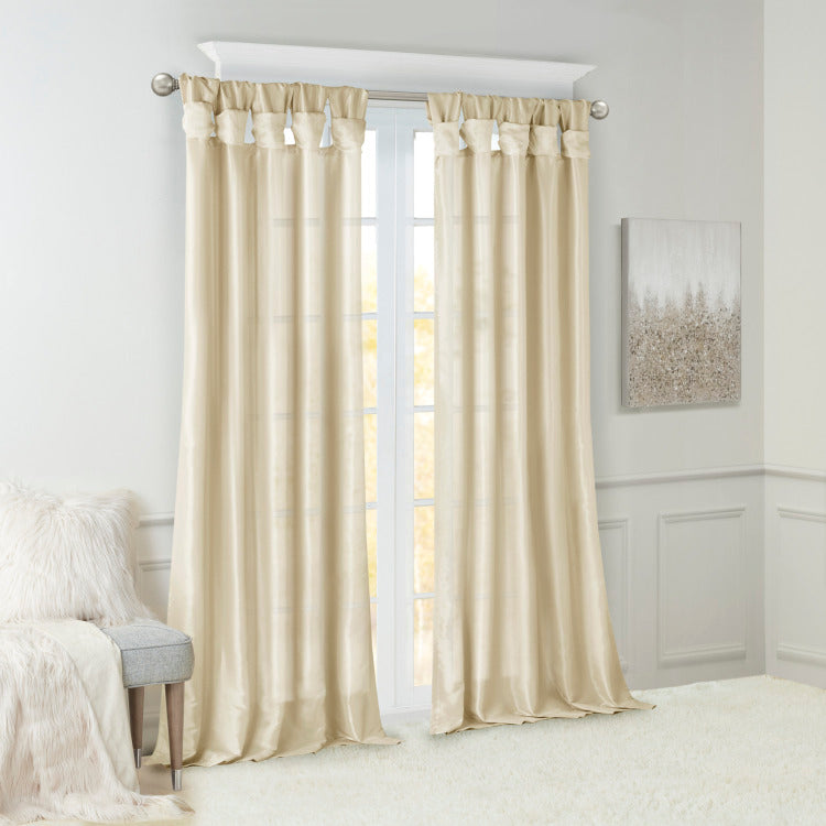 Twist Tab Lined Window Curtain Panel Champagne 50X95"