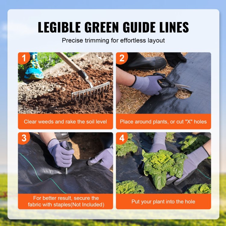 13Ftx108Ft Premium Heavy Duty Weed Barrier Landscape Fabric, 5Oz Woven Geotextile Fabric Under Gravel, High Permeability For Weed Blocker Weed Mat, Driveway Fabric, Weed Control Garden Cloth