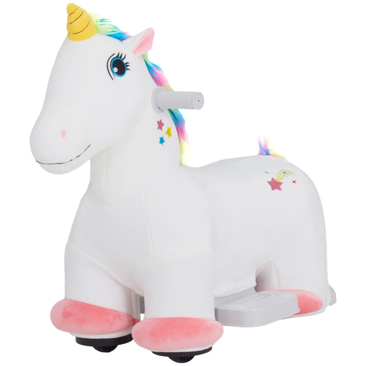 Qaba 6V Ride On Unicorn, Battery Powered Kids Electric Ride On Animal Toy With Music Forward, Pu Wheels, Foot Pedal For Girls Boys Aged 18 36 Months, White