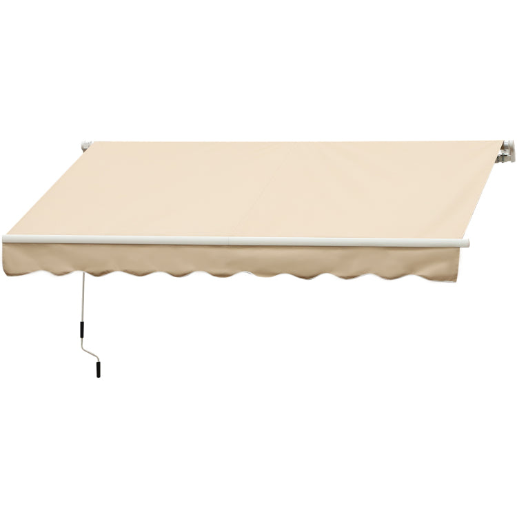 Outsunny 10' X 8' Retractable Awning, Patio Awnings, Sunshade Shelter W Manual Crank Handle, Uv & Water Resistant Fabric And Aluminum Frame For Deck, Balcony, Yard, Beige