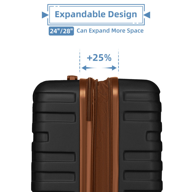 Luggage Sets 6 Piece With Duffel Bags, Hardside Expandable Suitcases With Spinner Wheels Tsa Lock, Black